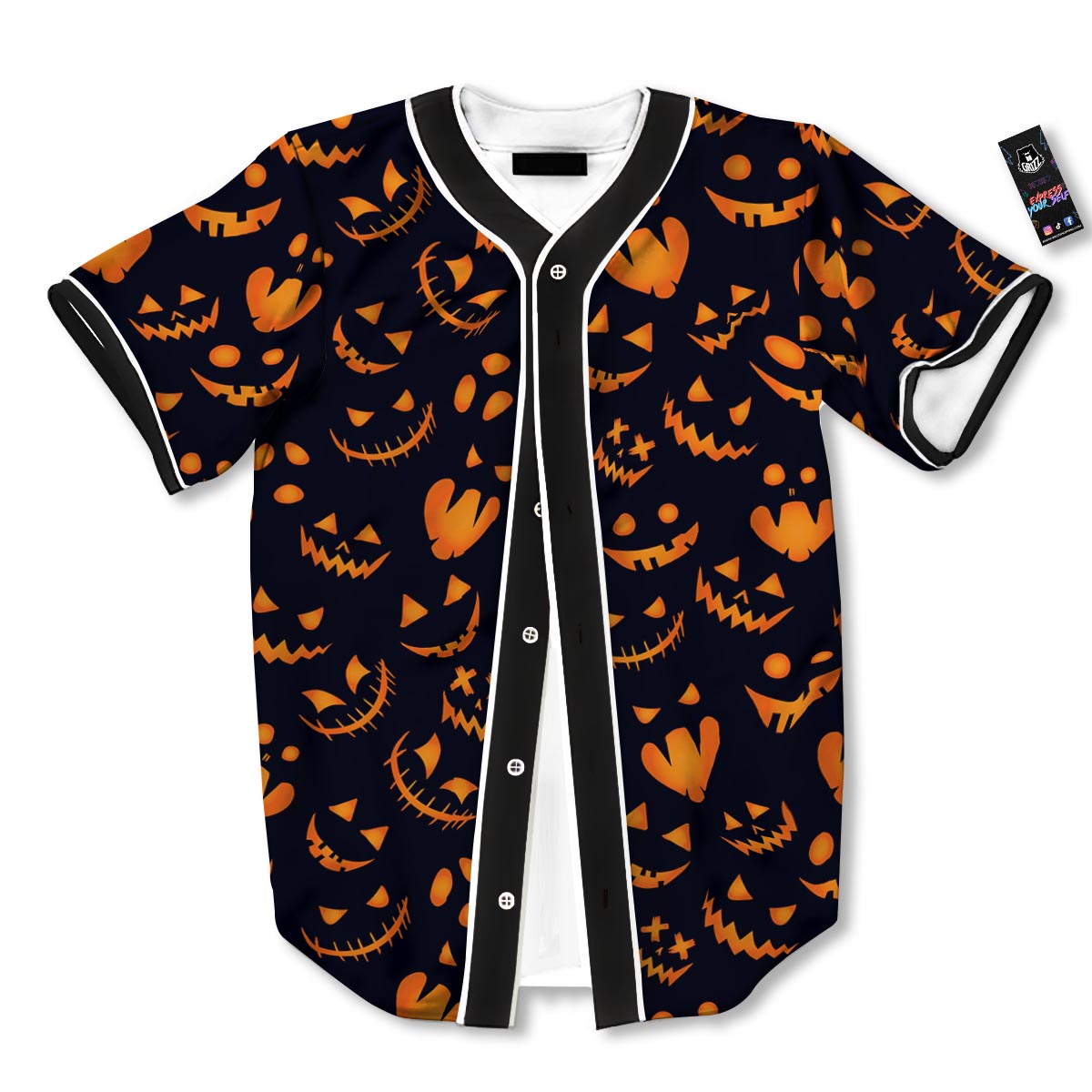 Scary Pumpkin Halloween Print Pattern Baseball Jersey-grizzshop