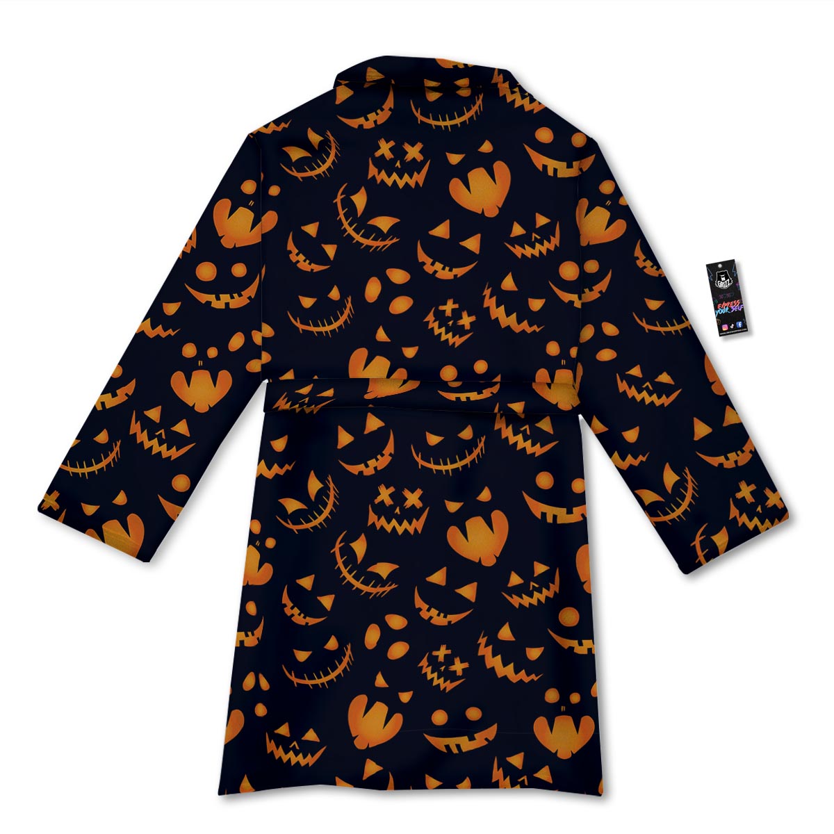 Scary Pumpkin Halloween Print Pattern Bathrobe-grizzshop