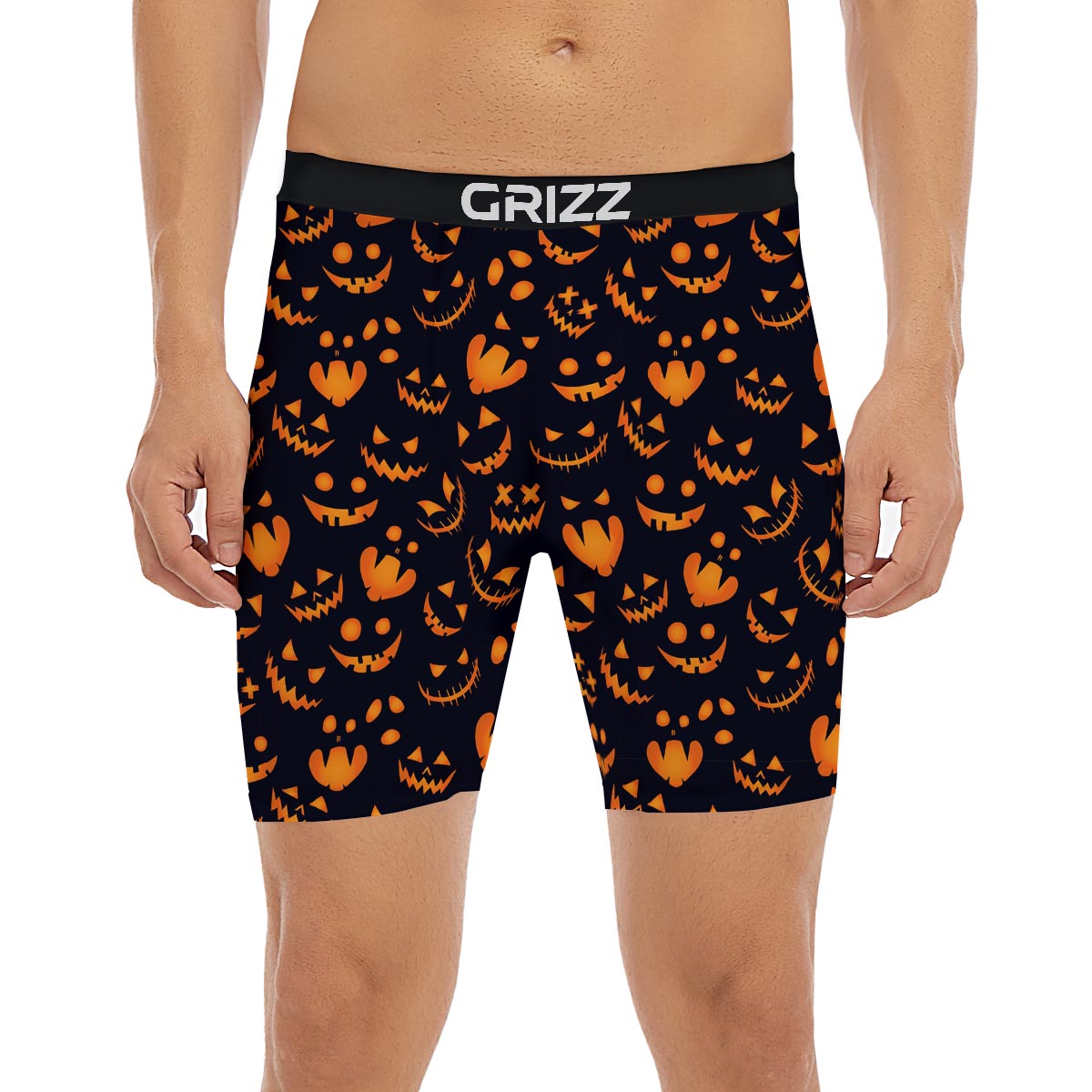 Scary Pumpkin Halloween Print Pattern Boxer Briefs-grizzshop