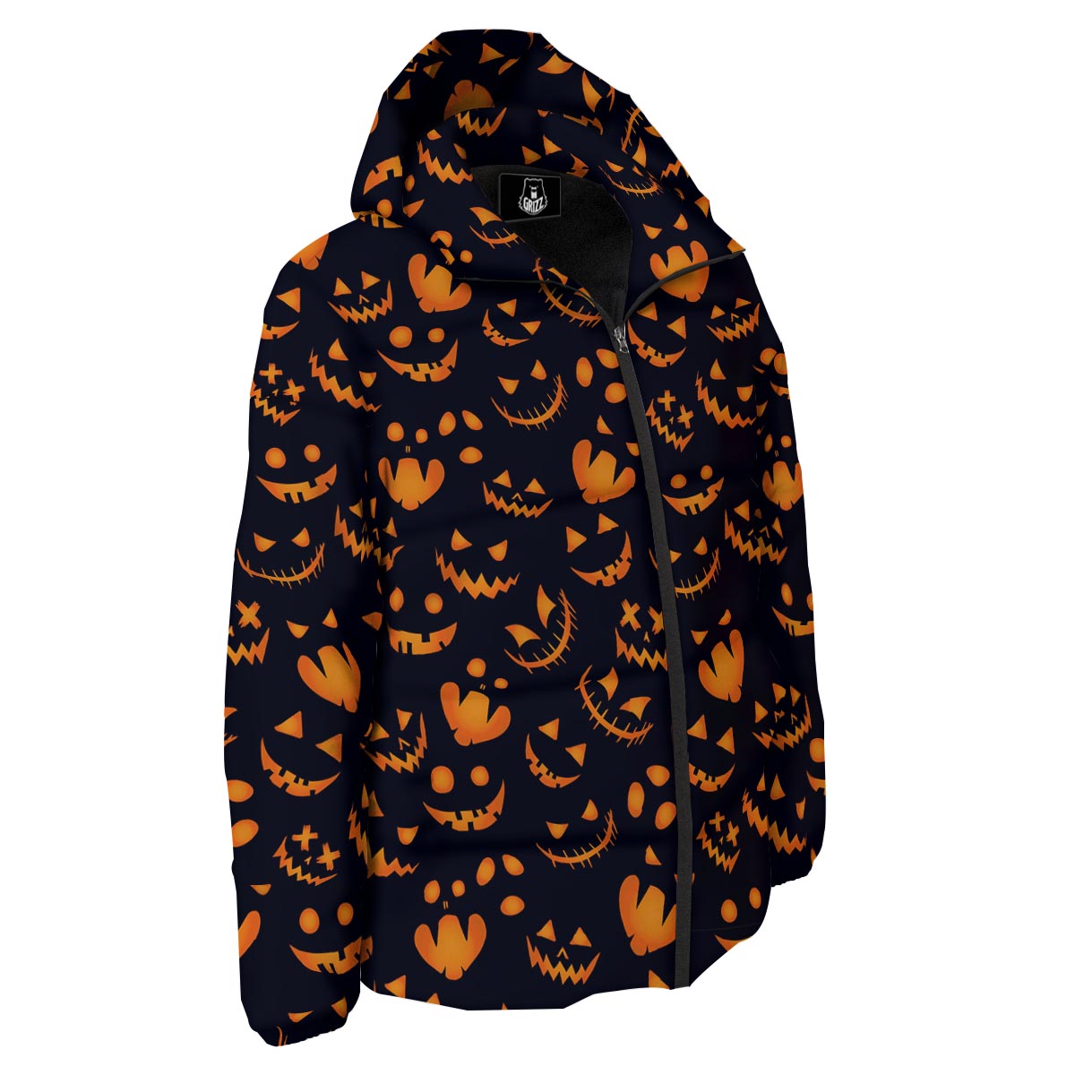 Scary Pumpkin Halloween Print Pattern Down Jacket-grizzshop