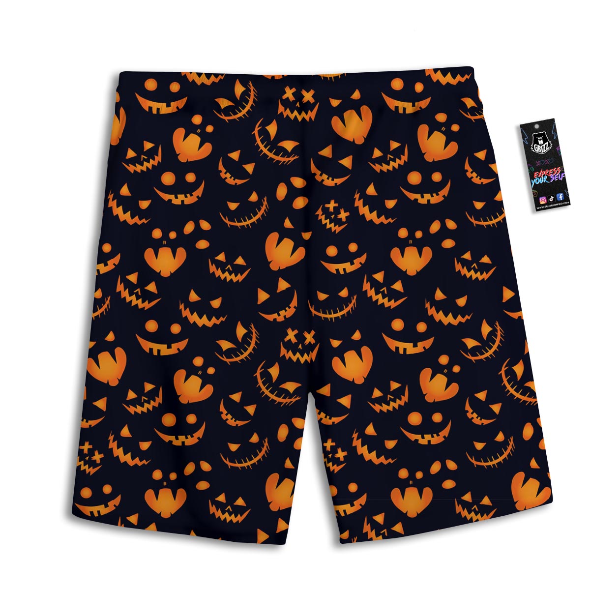 Scary Pumpkin Halloween Print Pattern Men's Athletic Shorts