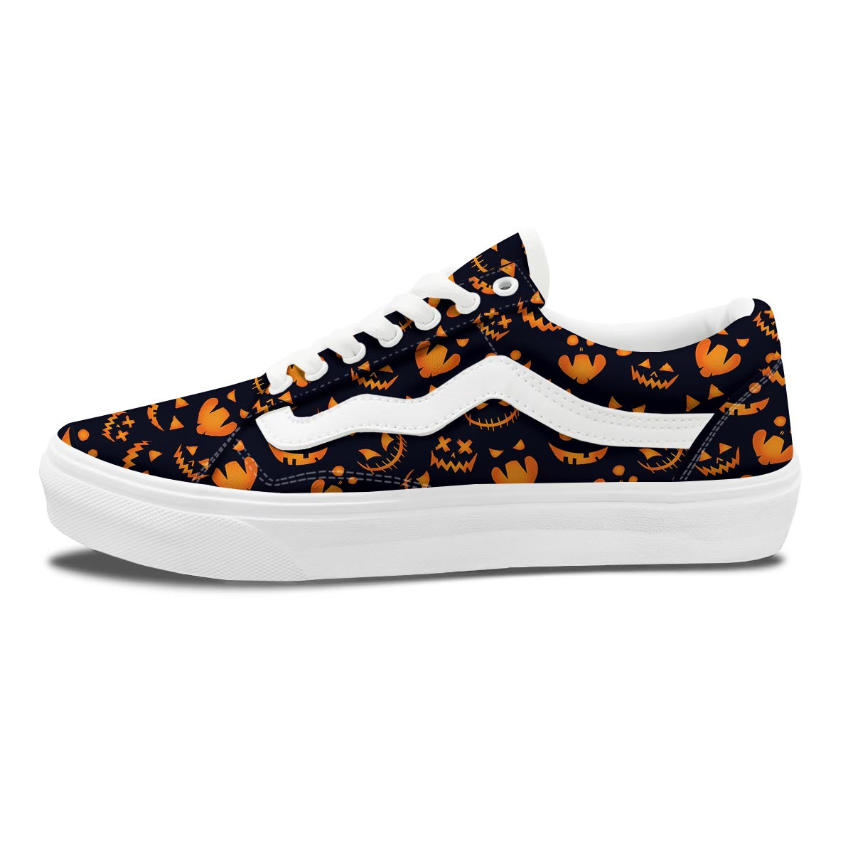 Scary Pumpkin Halloween Print Pattern Skate Shoes-grizzshop