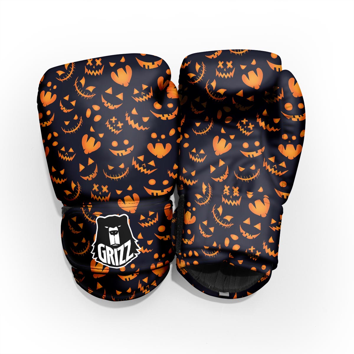 Scary Pumpkin Halloween Print Pattern Pro Boxing Glove
