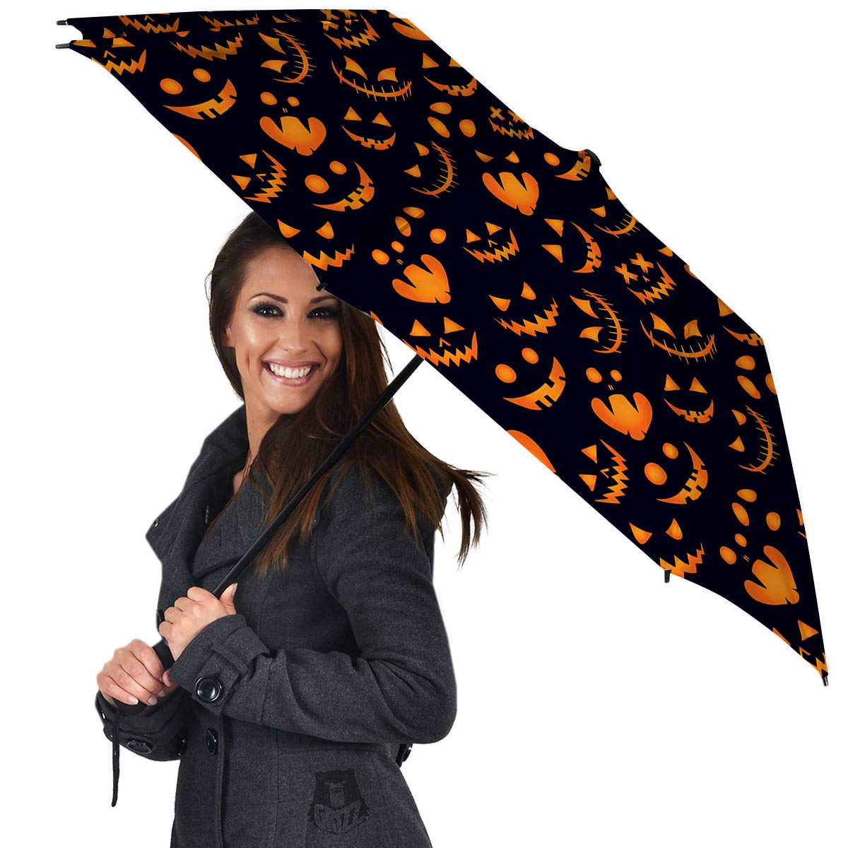 Scary Pumpkin Halloween Print Pattern Umbrella-grizzshop