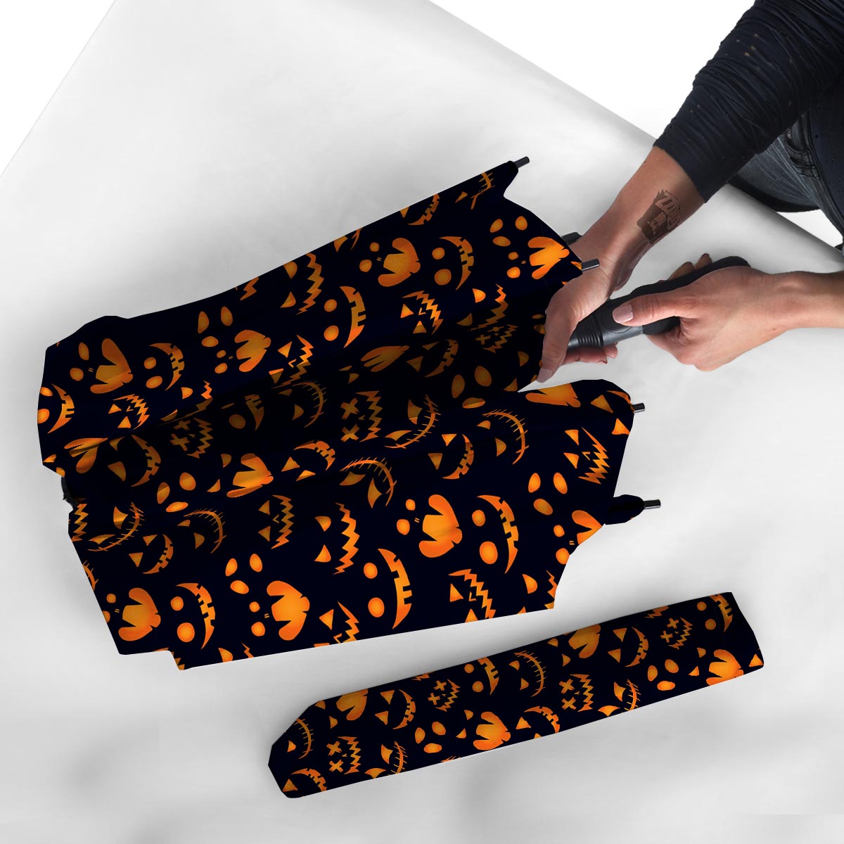 Scary Pumpkin Halloween Print Pattern Umbrella-grizzshop