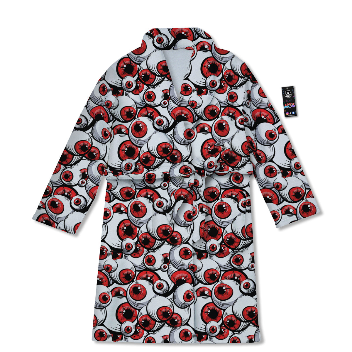 Scary Red Eyes Print Pattern Bathrobe-grizzshop