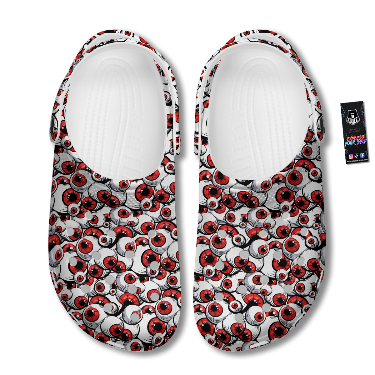 Scary Red Eyes Print Pattern Clog-grizzshop