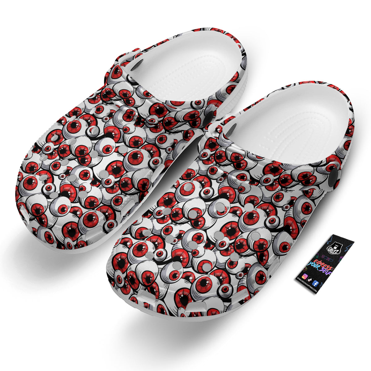 Scary Red Eyes Print Pattern Clog-grizzshop