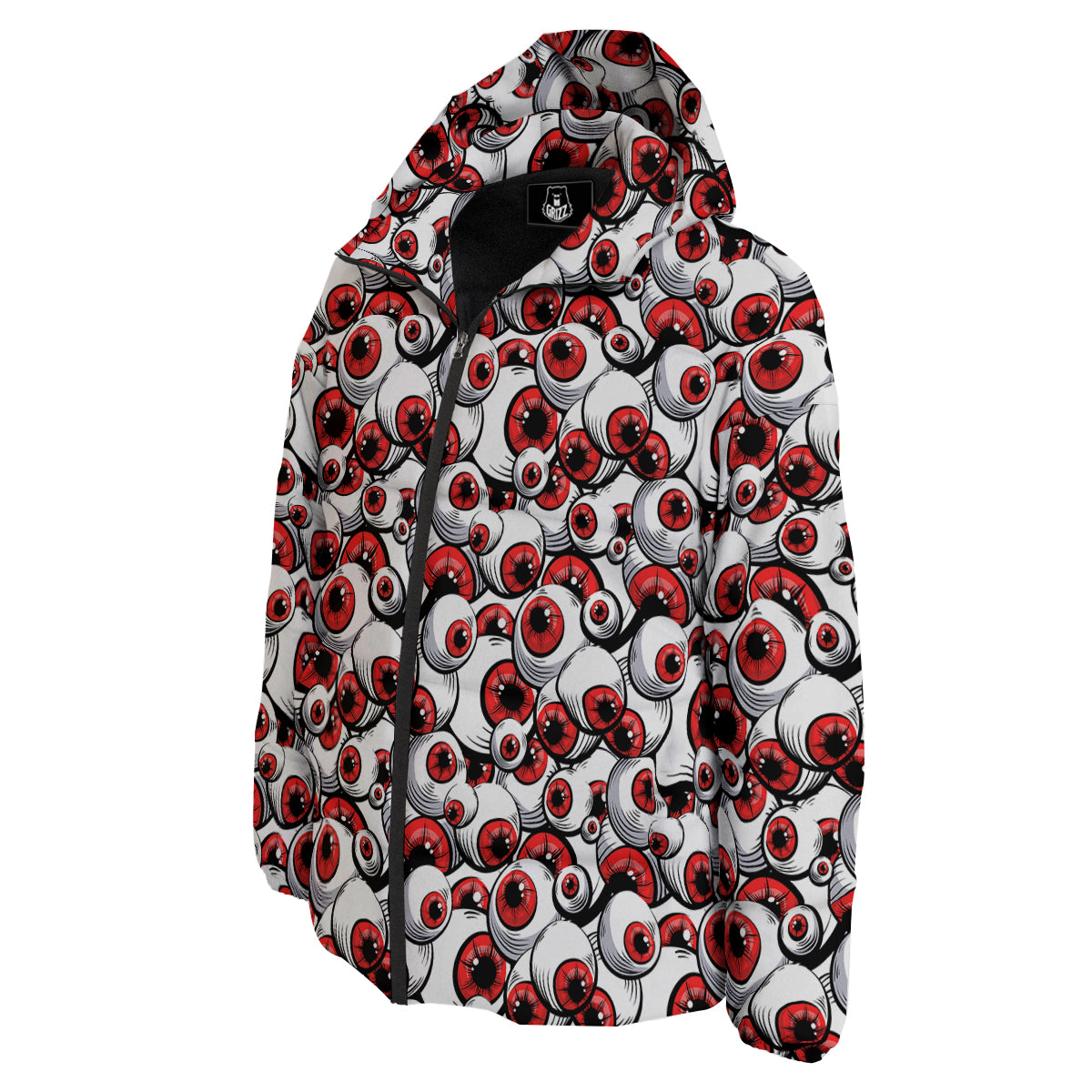 Scary Red Eyes Print Pattern Down Jacket-grizzshop