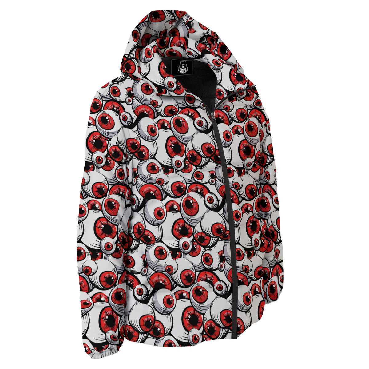 Scary Red Eyes Print Pattern Down Jacket-grizzshop