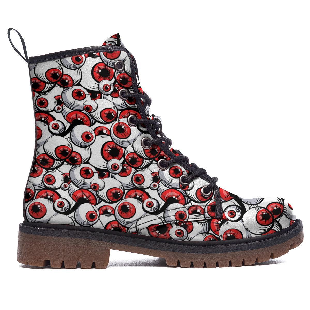 Scary Red Eyes Print Pattern Work Boots-grizzshop