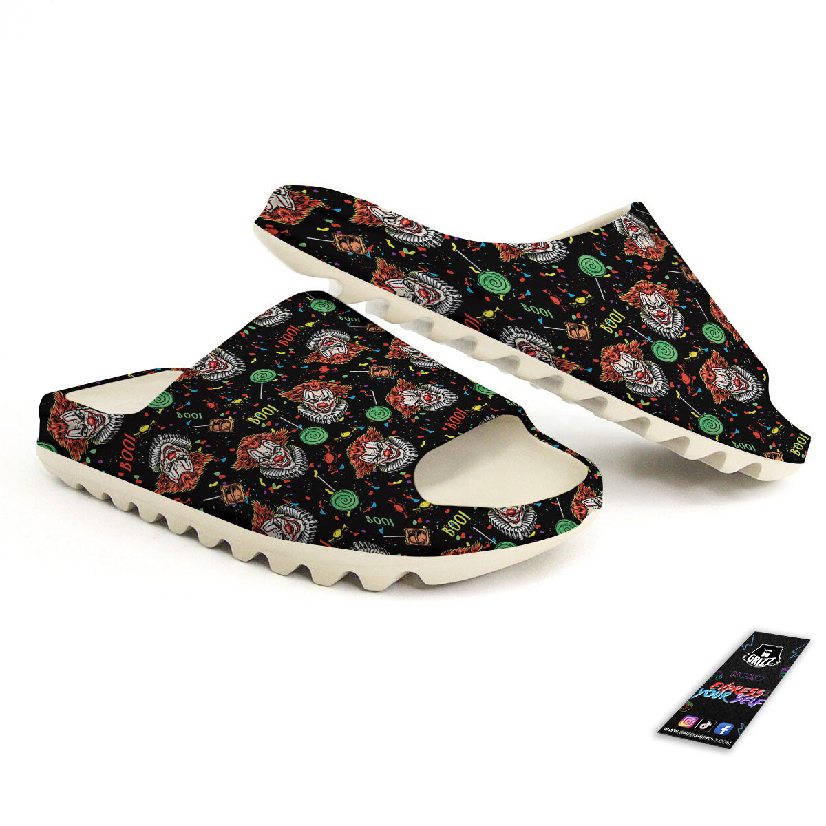 Scary Clown Halloween Print Pattern Sandals-grizzshop