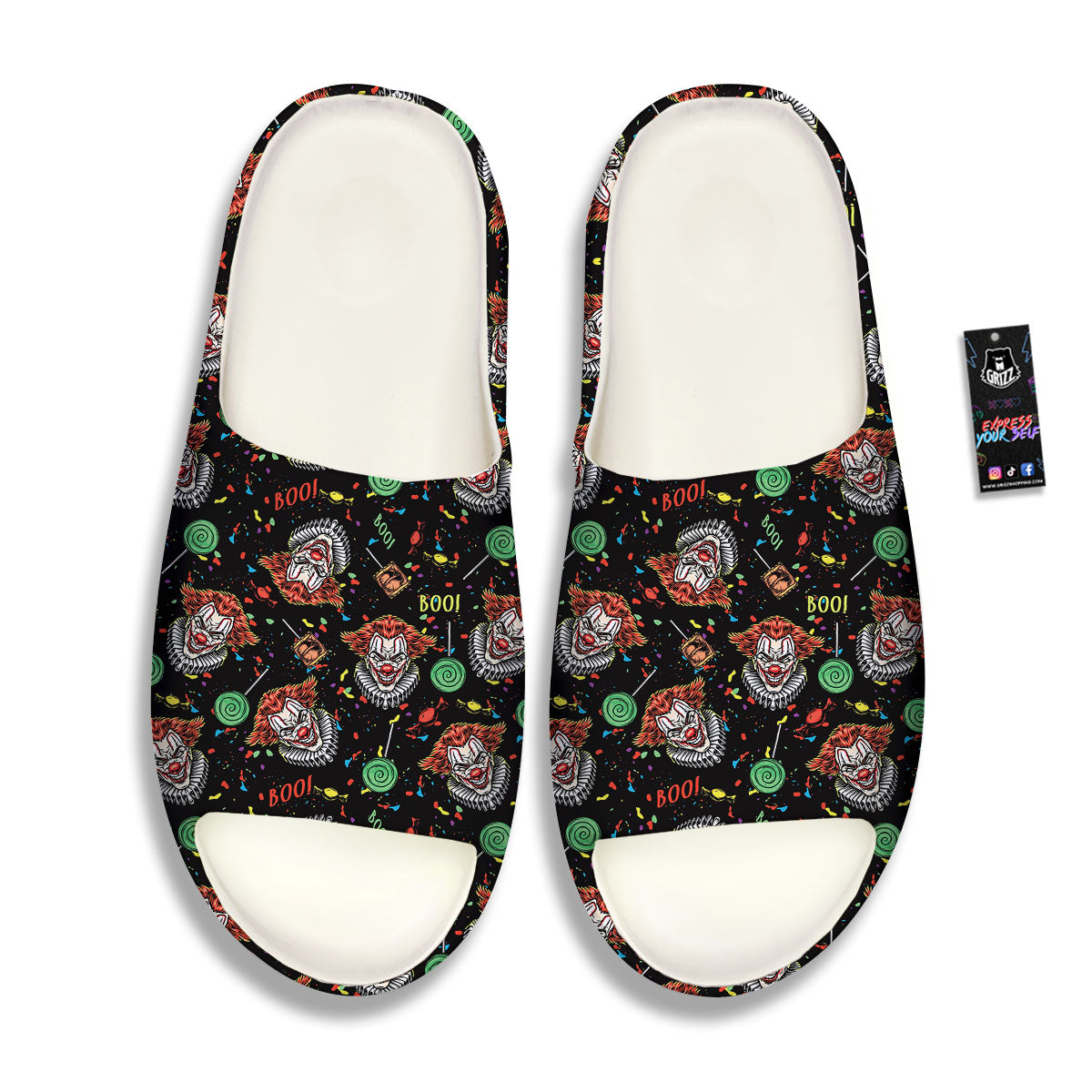 Scary Clown Halloween Print Pattern Sandals-grizzshop