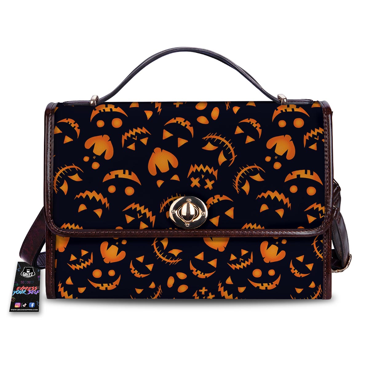 Scary Pumpkin Halloween Print Pattern Women's Satchel Bag