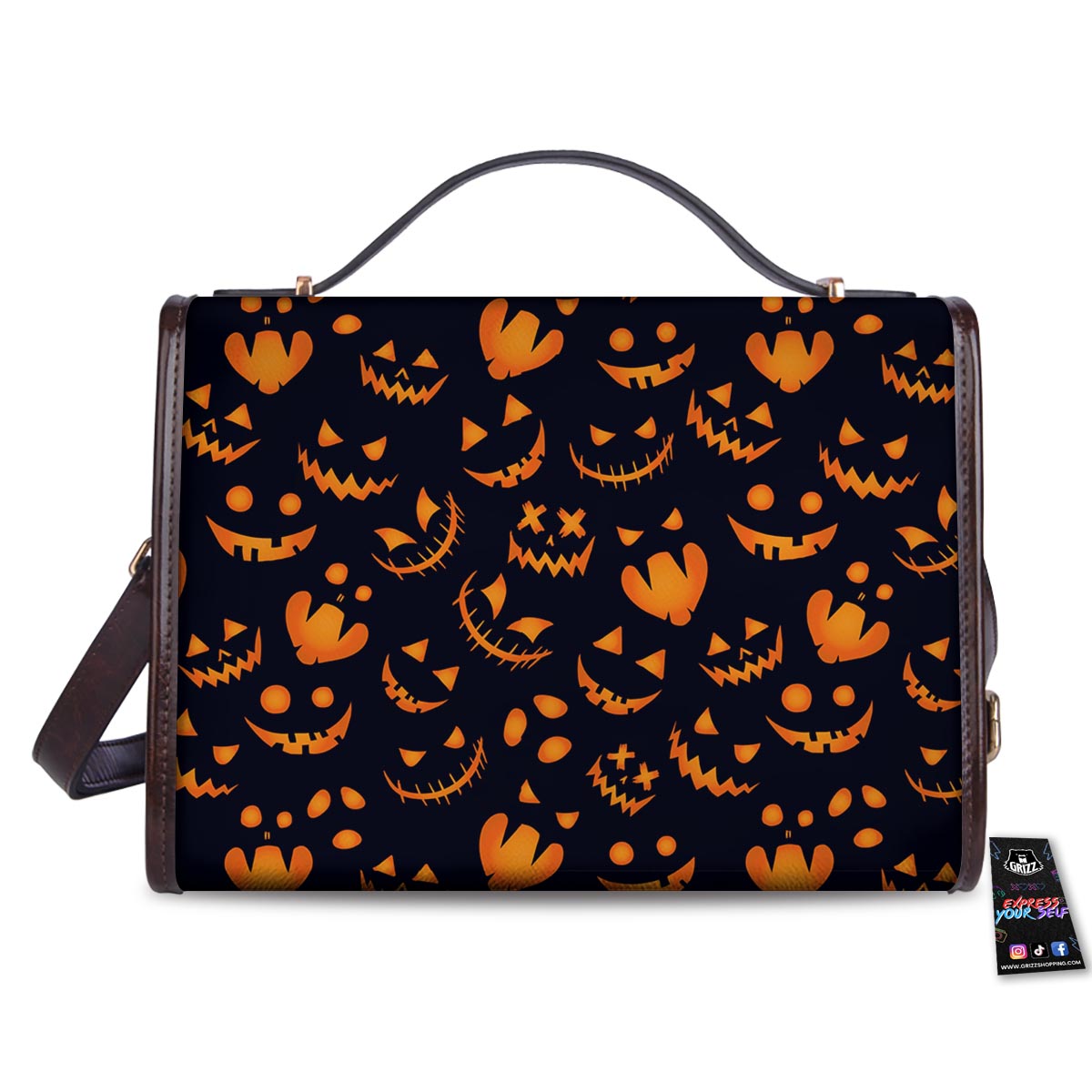 Scary Pumpkin Halloween Print Pattern Women's Satchel Bag