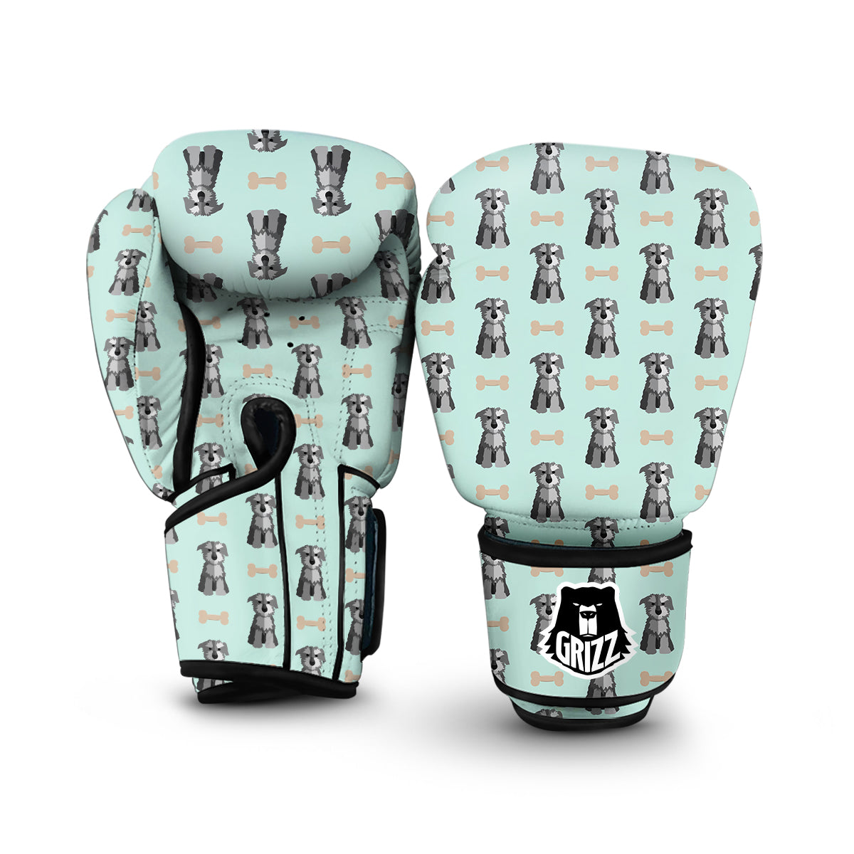 Schnauzer Dog Puppy Print Pattern Boxing Gloves-grizzshop