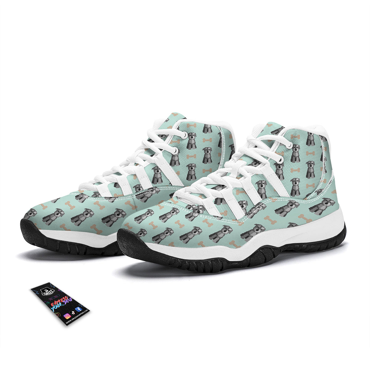Schnauzer Dog Puppy Print Pattern White Bball Shoes-grizzshop