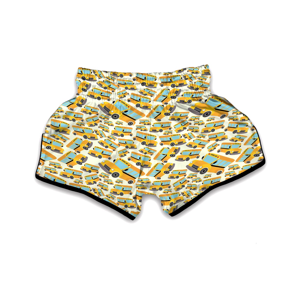 School Bus Pattern Print Muay Thai Boxing Shorts-grizzshop