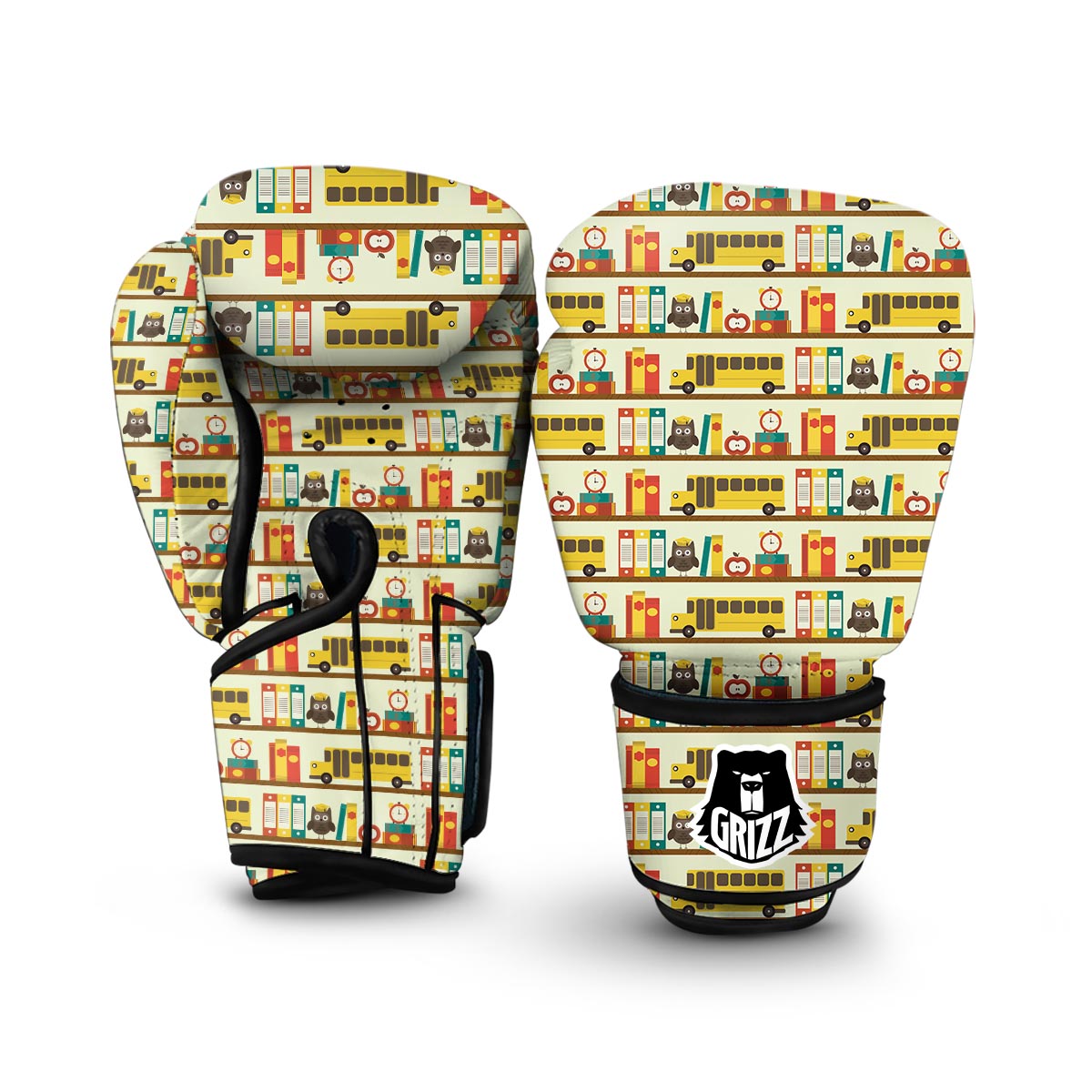 School Bus Print Pattern Boxing Gloves-grizzshop