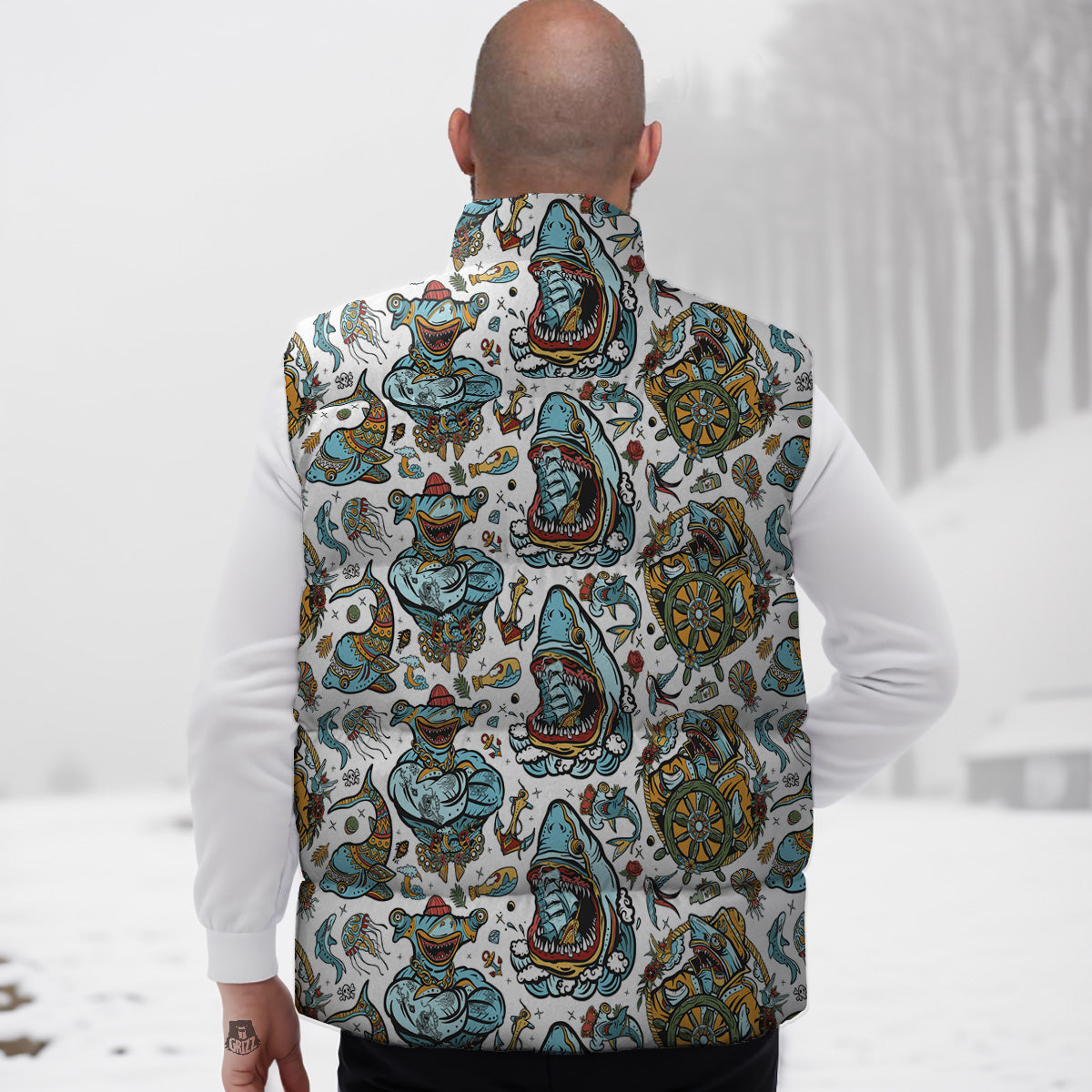 Science Chemistry Print Pattern Down Vest-grizzshop