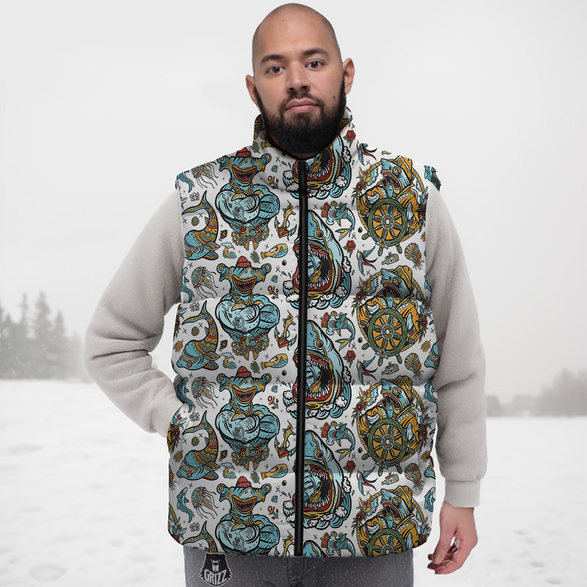Science Chemistry Print Pattern Down Vest-grizzshop