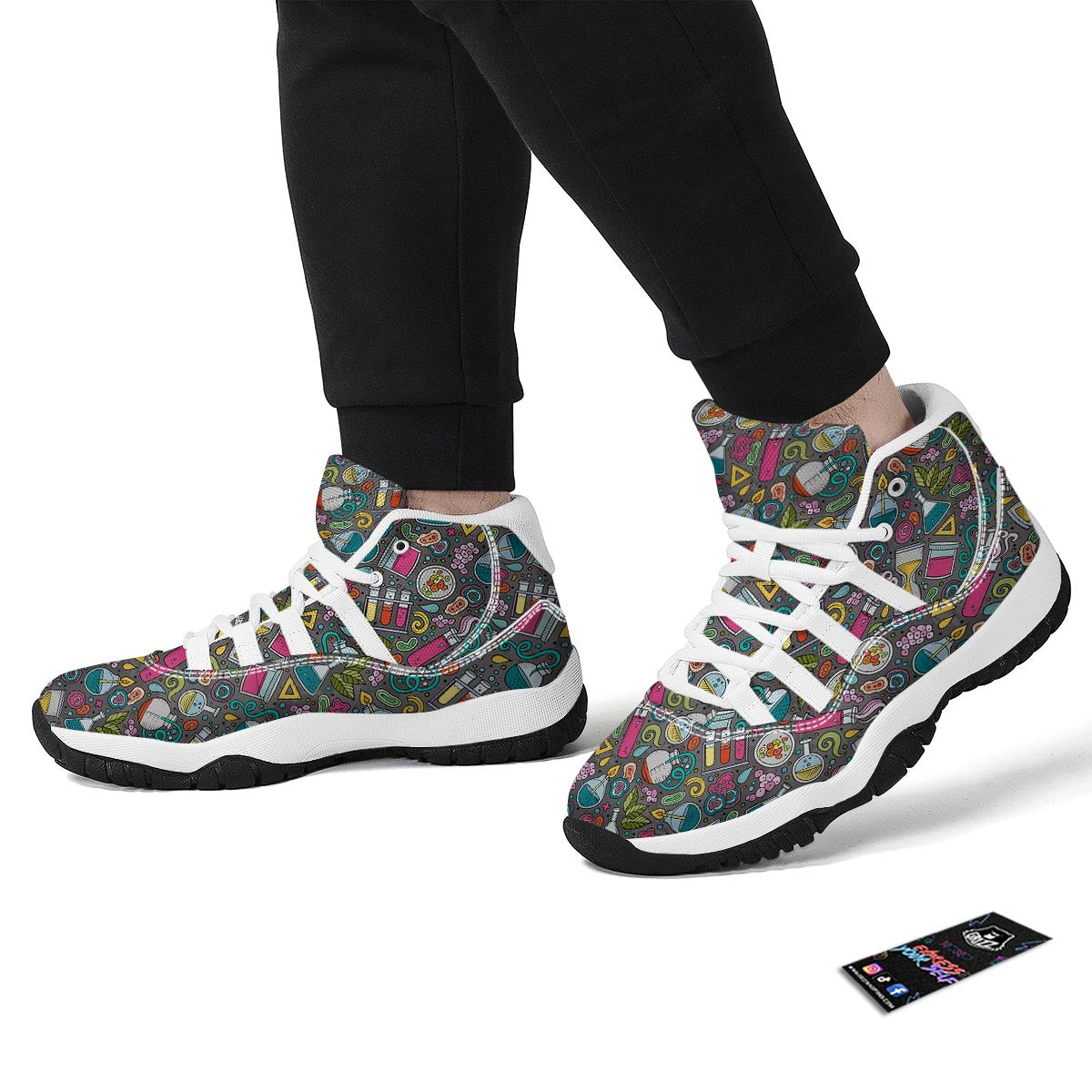 Science Chemistry Print Pattern White Bball Shoes-grizzshop