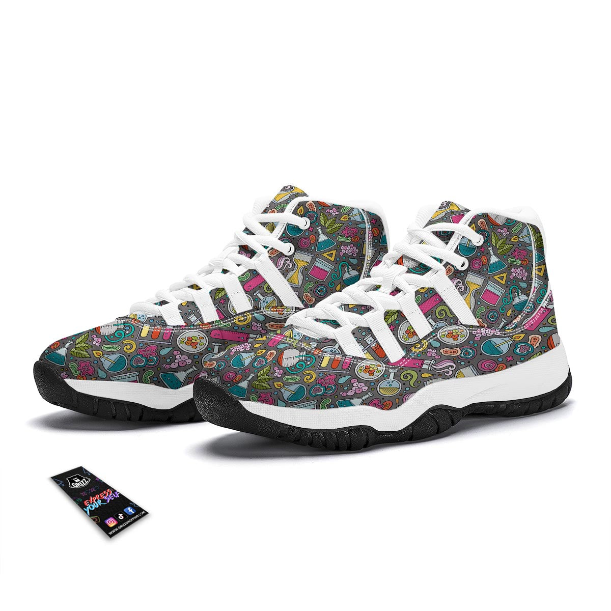 Science Chemistry Print Pattern White Bball Shoes-grizzshop