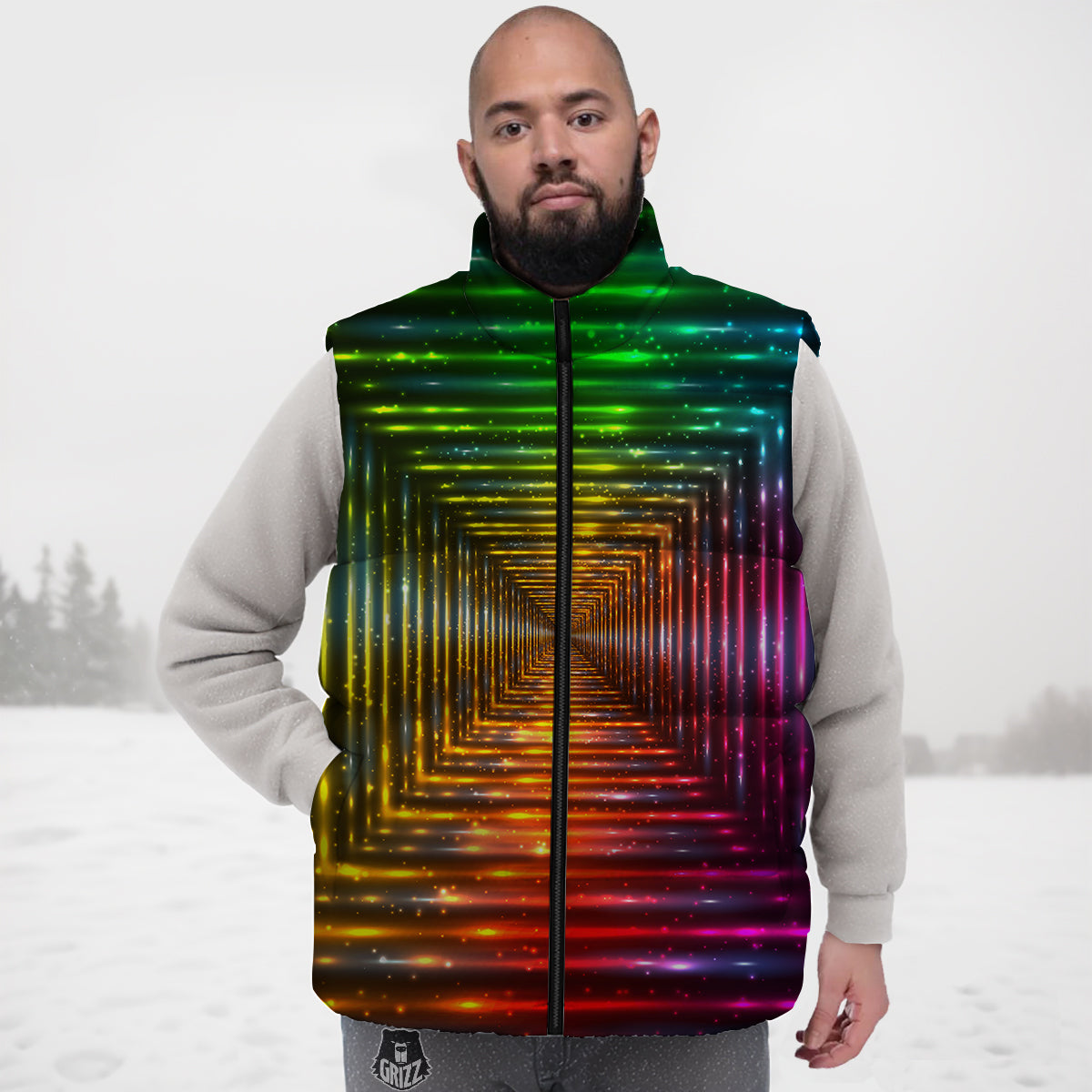Science Periodic Table Pattern Print Down Vest-grizzshop