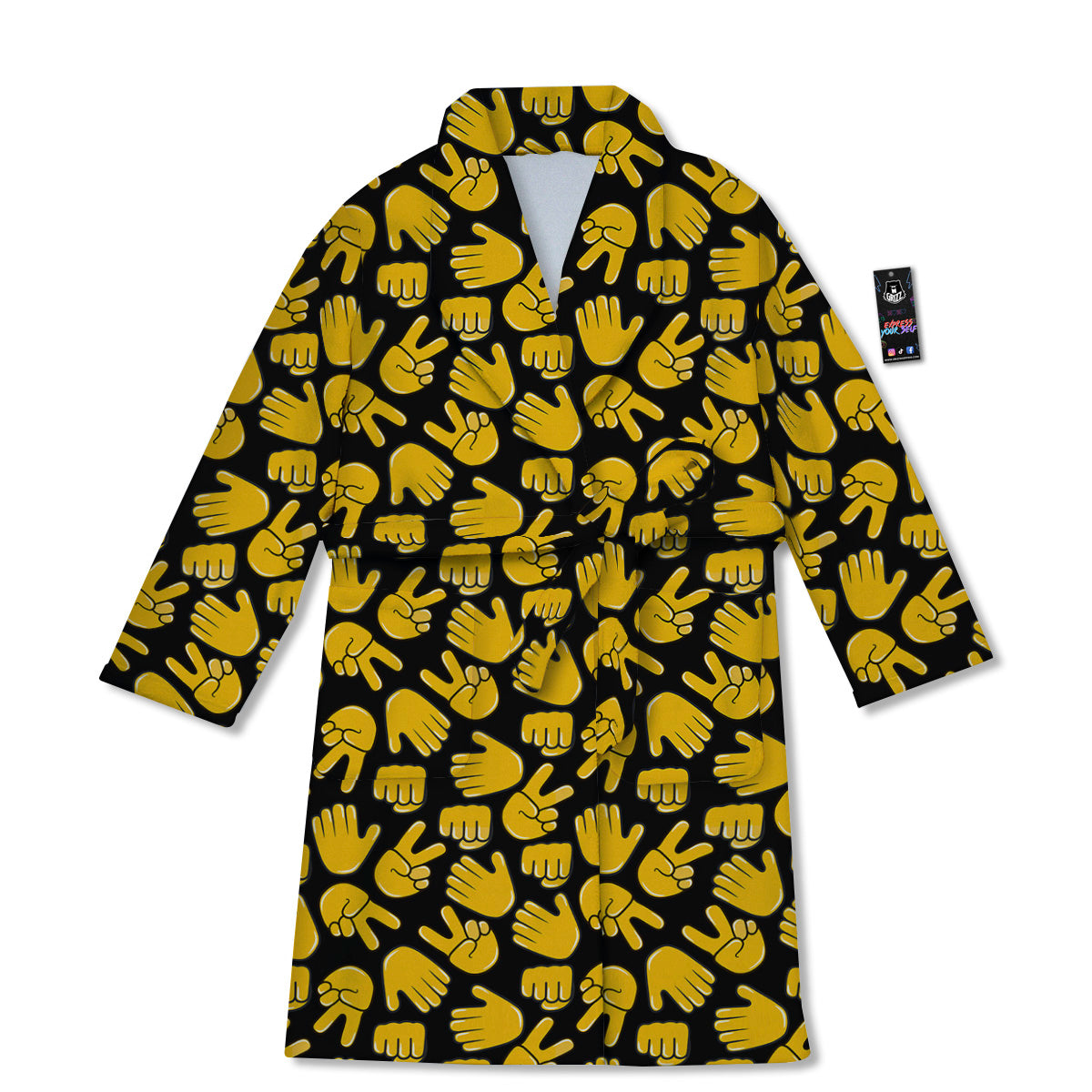 Scissors Paper Rock Emoji Print Pattern Bathrobe-grizzshop