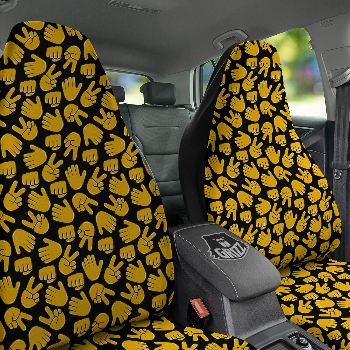 Scissors Paper Rock Emoji Print Pattern Car Seat Covers-grizzshop