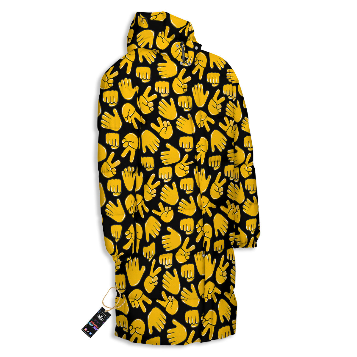 Scissors Paper Rock Emoji Print Pattern Long Down Jacket-grizzshop