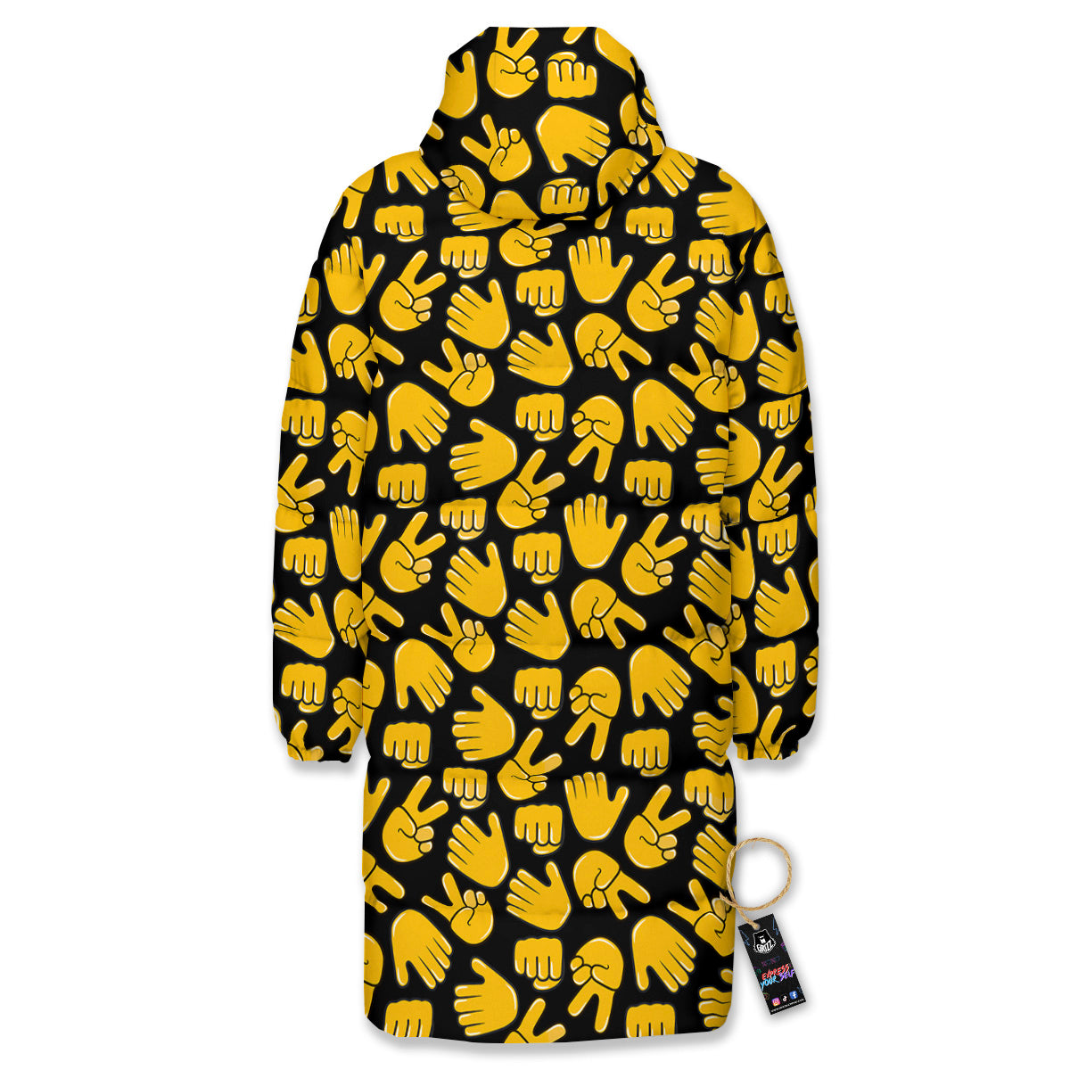 Scissors Paper Rock Emoji Print Pattern Long Down Jacket-grizzshop