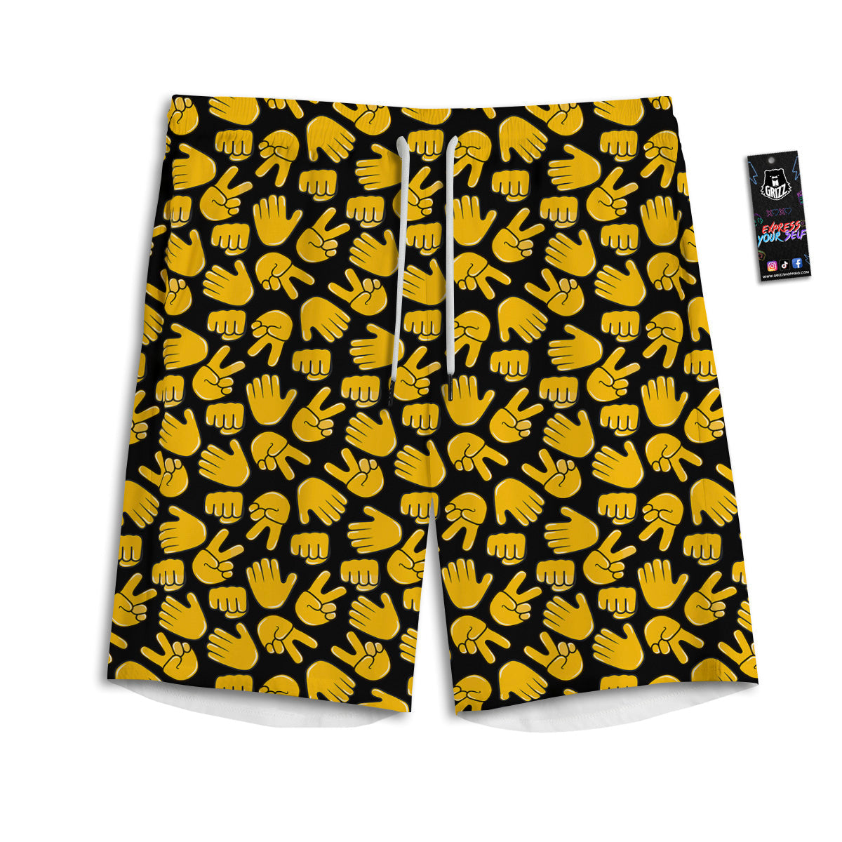 Scissors Paper Rock Emoji Print Pattern Men's Athletic Shorts