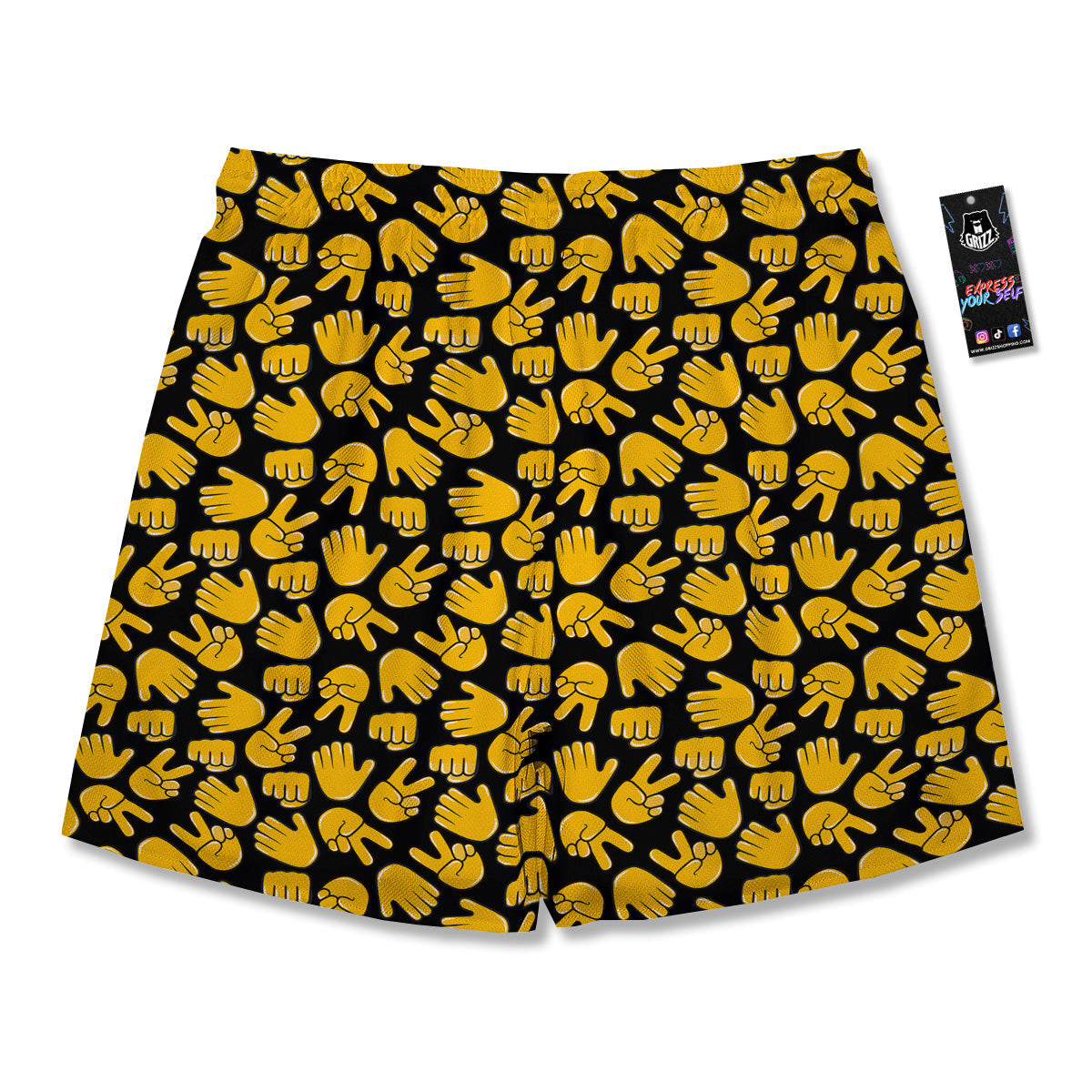 Scissors Paper Rock Emoji Print Pattern Men's Running Shorts-grizzshop