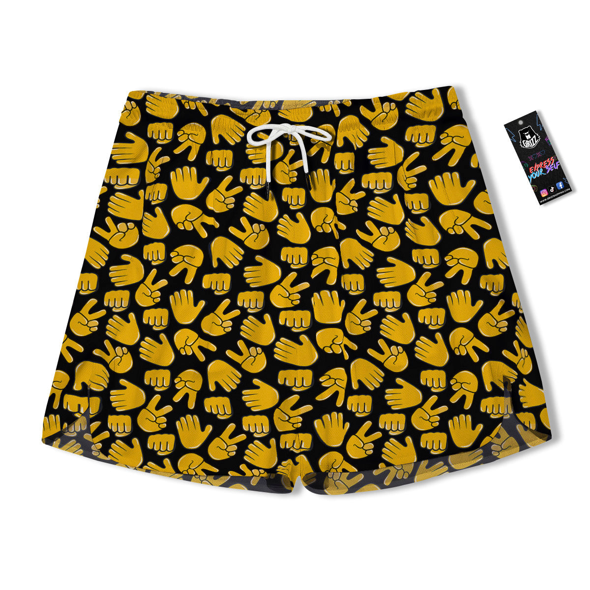 Scissors Paper Rock Emoji Print Pattern Men's Running Shorts-grizzshop