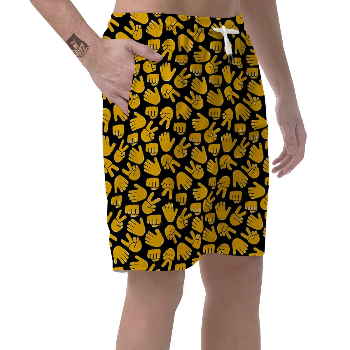 Scissors Paper Rock Emoji Print Pattern Men's Shorts-grizzshop