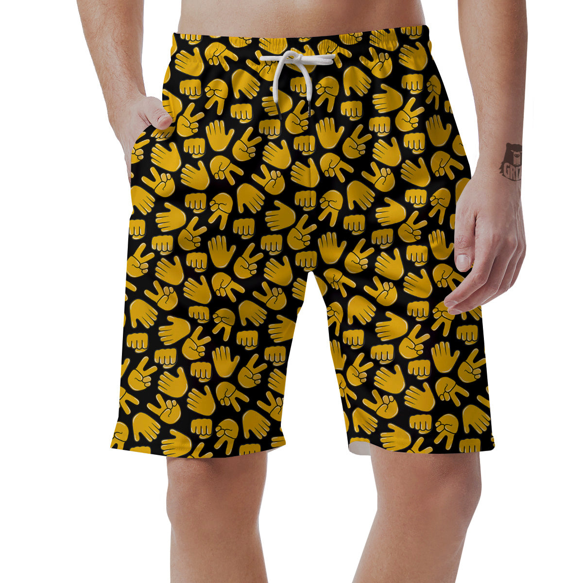 Scissors Paper Rock Emoji Print Pattern Men's Shorts-grizzshop