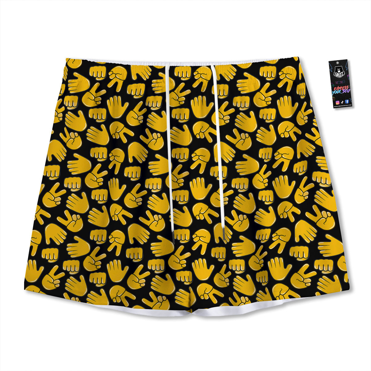 St. Patrick's Day Gold Clover Print Mesh Shorts