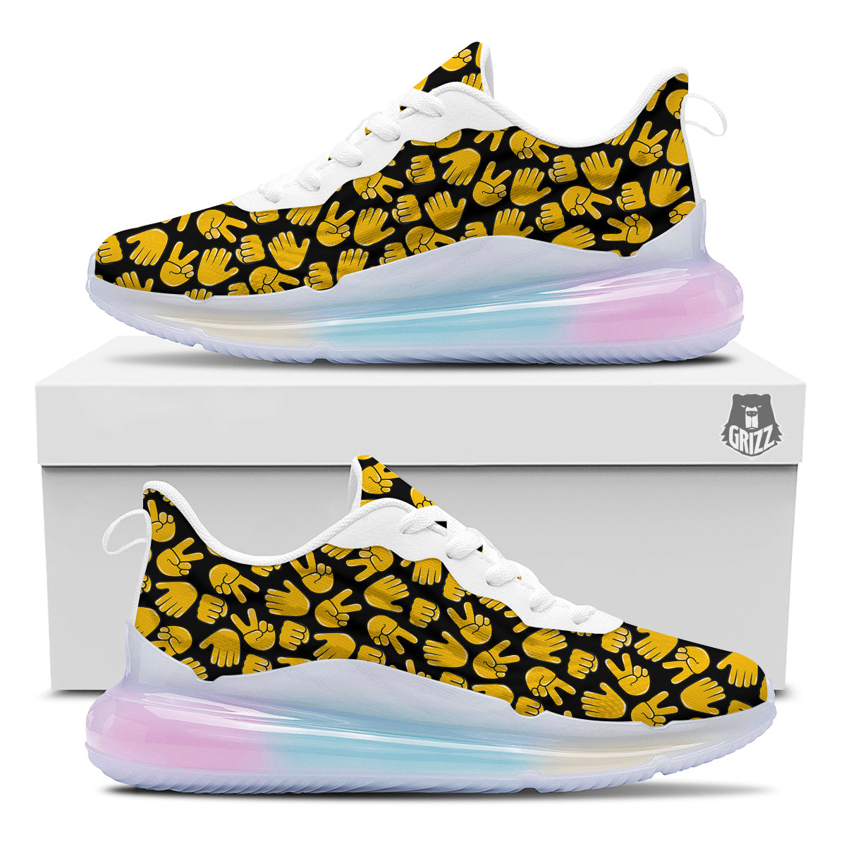 Scissors Paper Rock Emoji Print Pattern Running Sneakers-grizzshop