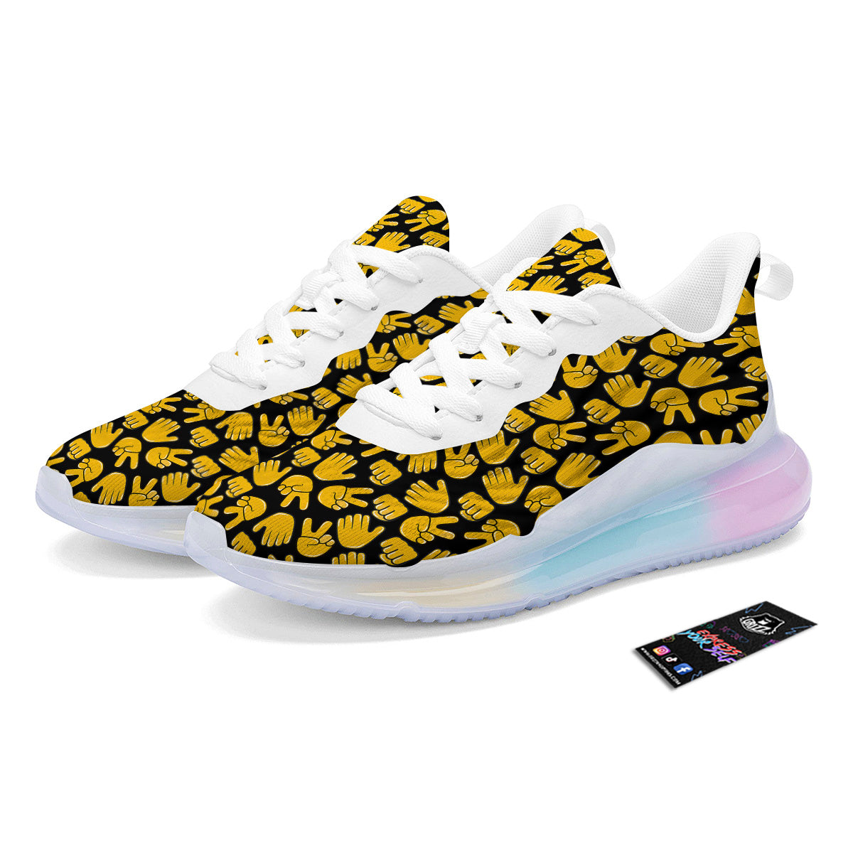 Scissors Paper Rock Emoji Print Pattern Running Sneakers-grizzshop