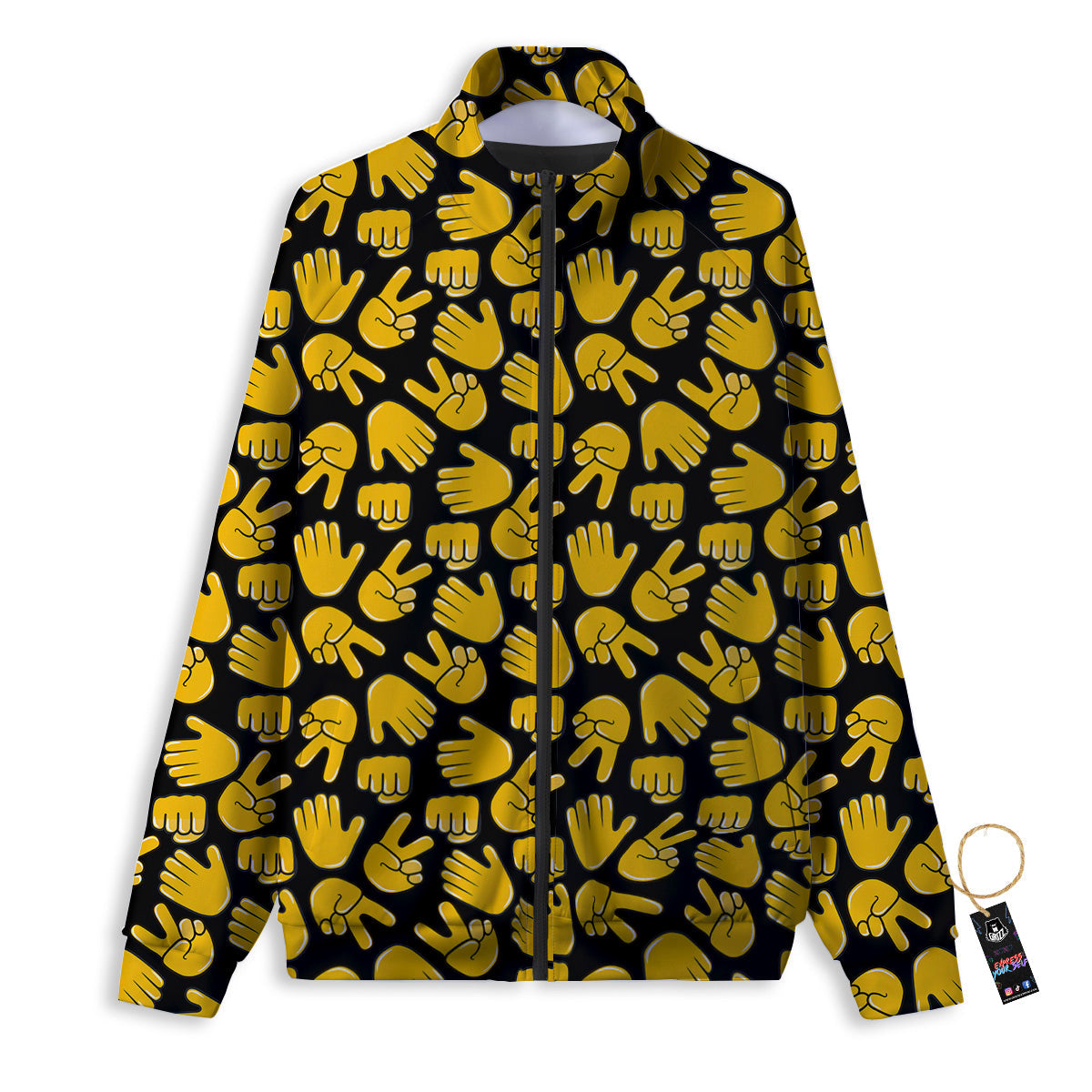 Scissors Paper Rock Emoji Print Pattern Track Jacket-grizzshop