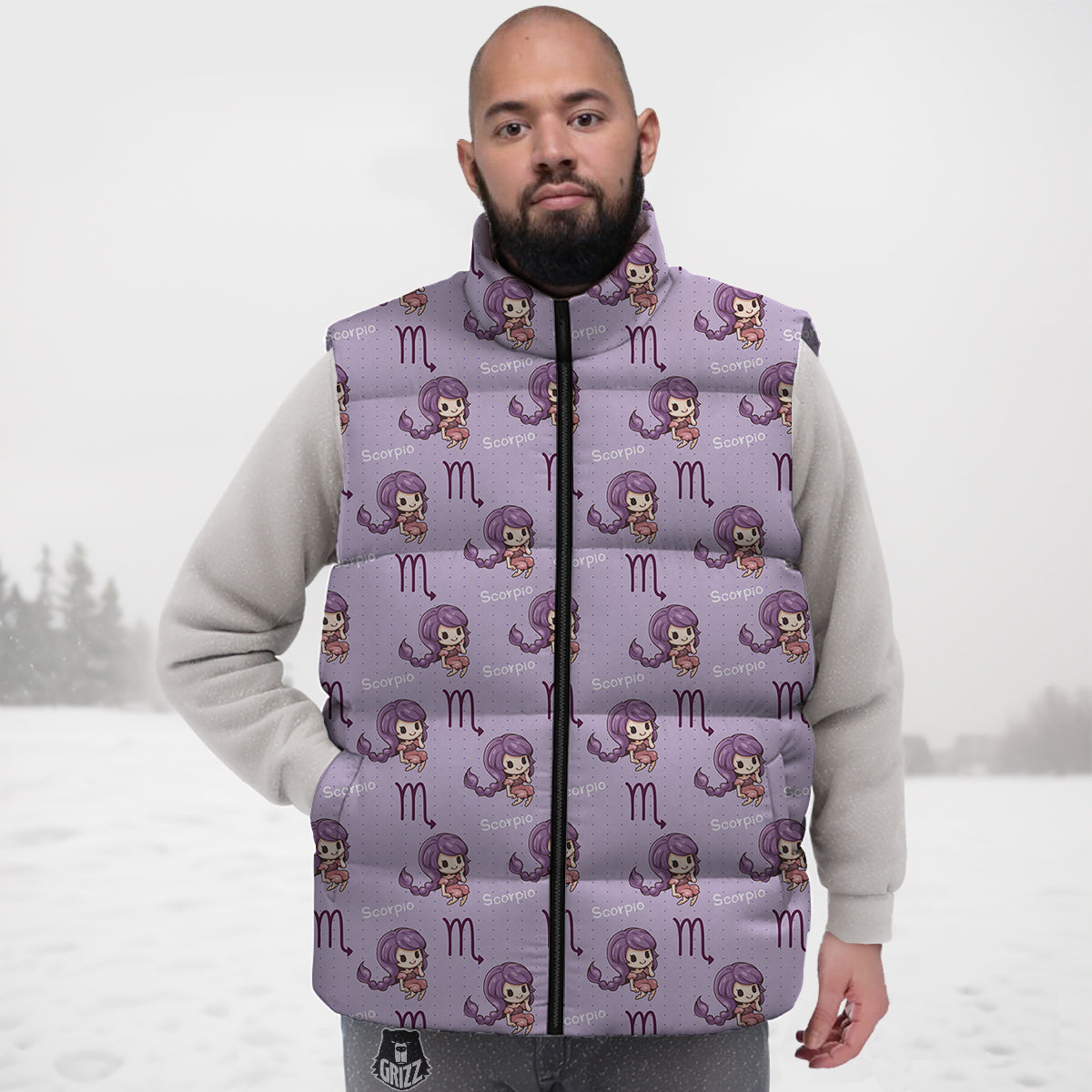 Scorpio Cute Cartoon Print Pattern Down Vest-grizzshop
