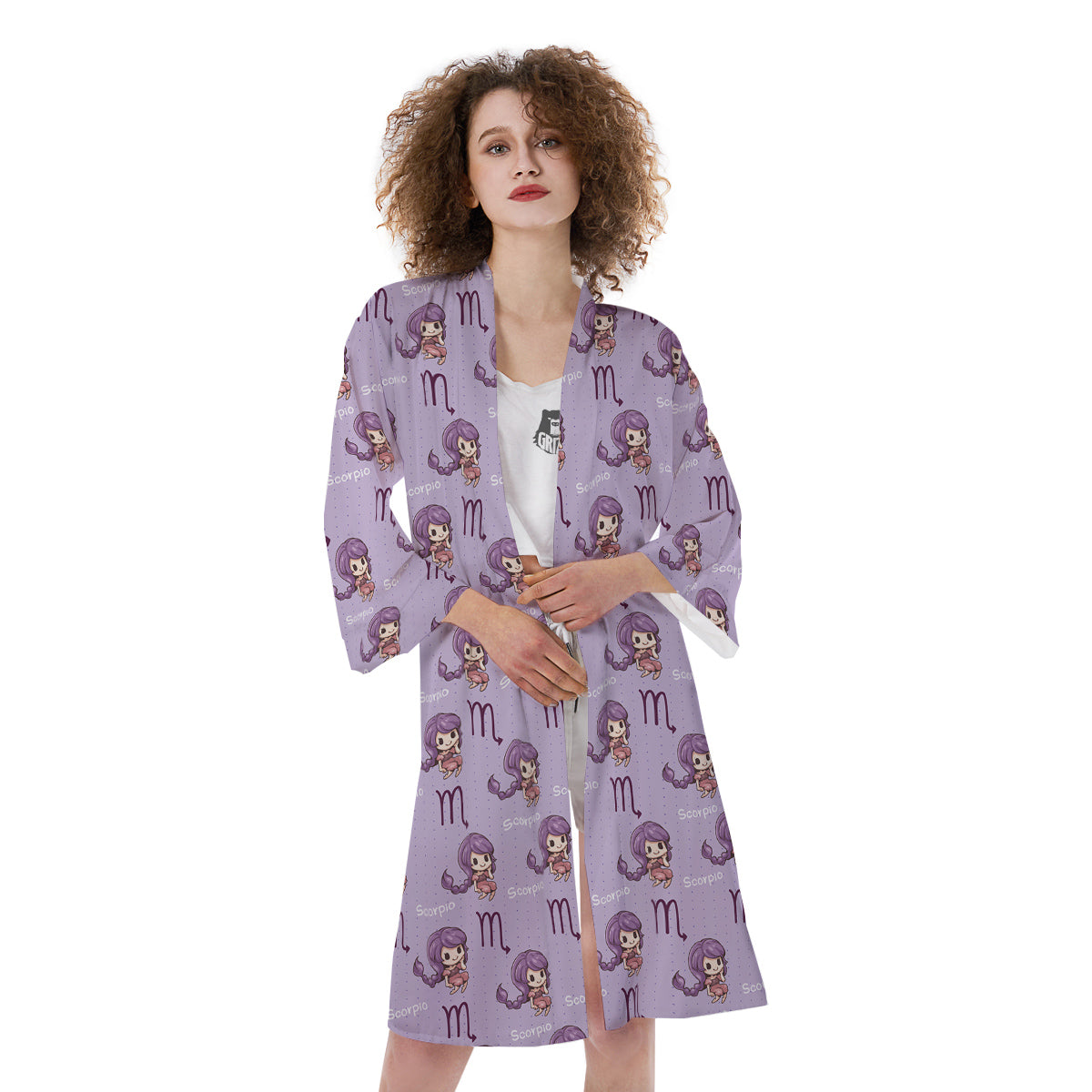 Scorpio Cute Cartoon Print Pattern Kimono-grizzshop