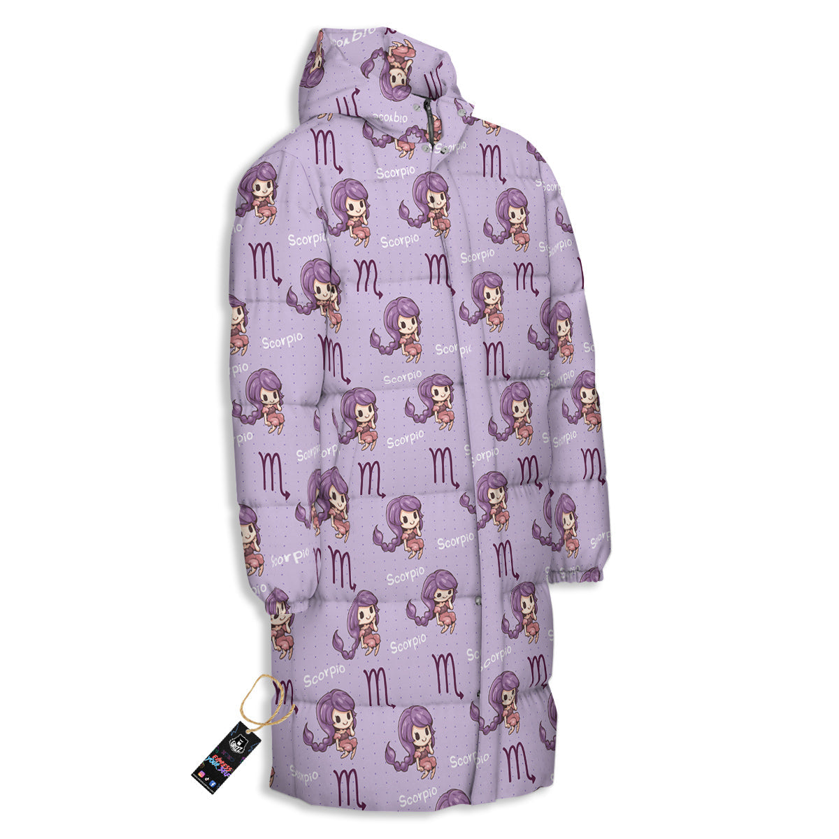 Scorpio Cute Cartoon Print Pattern Long Down Jacket-grizzshop