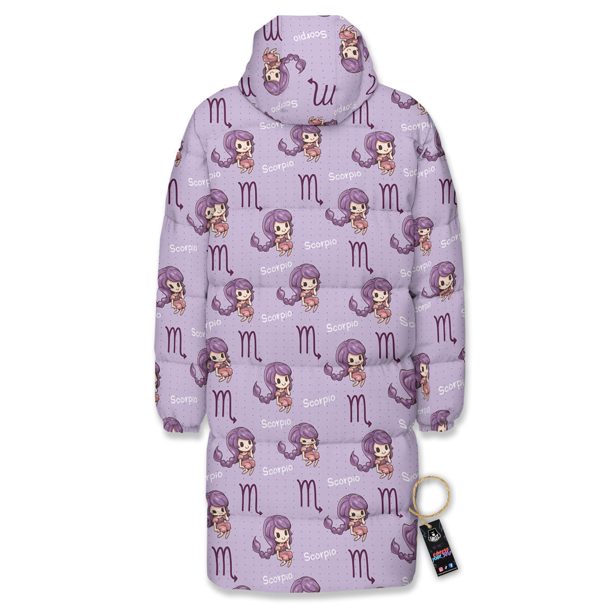 Scorpio Cute Cartoon Print Pattern Long Down Jacket-grizzshop