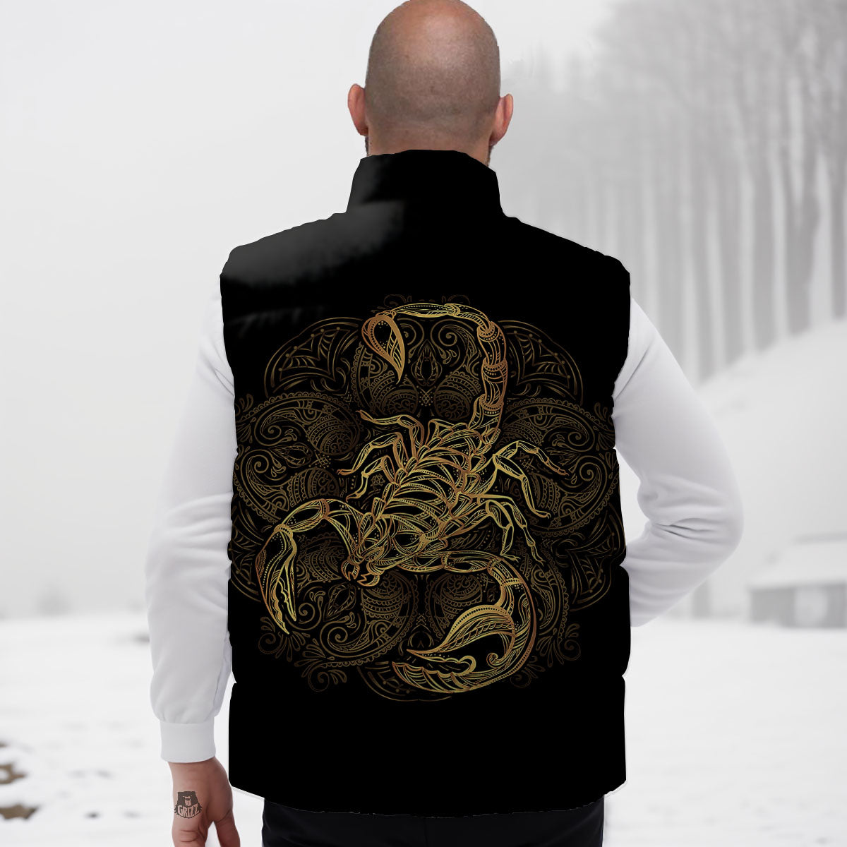 Scorpio Gold Print Down Vest-grizzshop