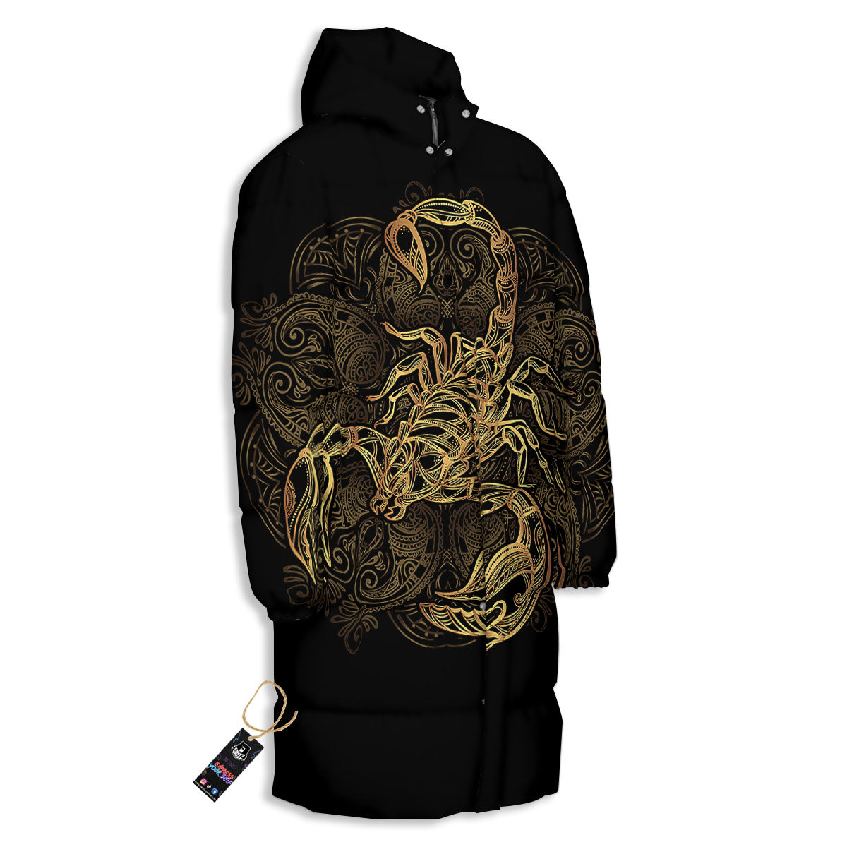 Scorpio Gold Print Long Down Jacket-grizzshop