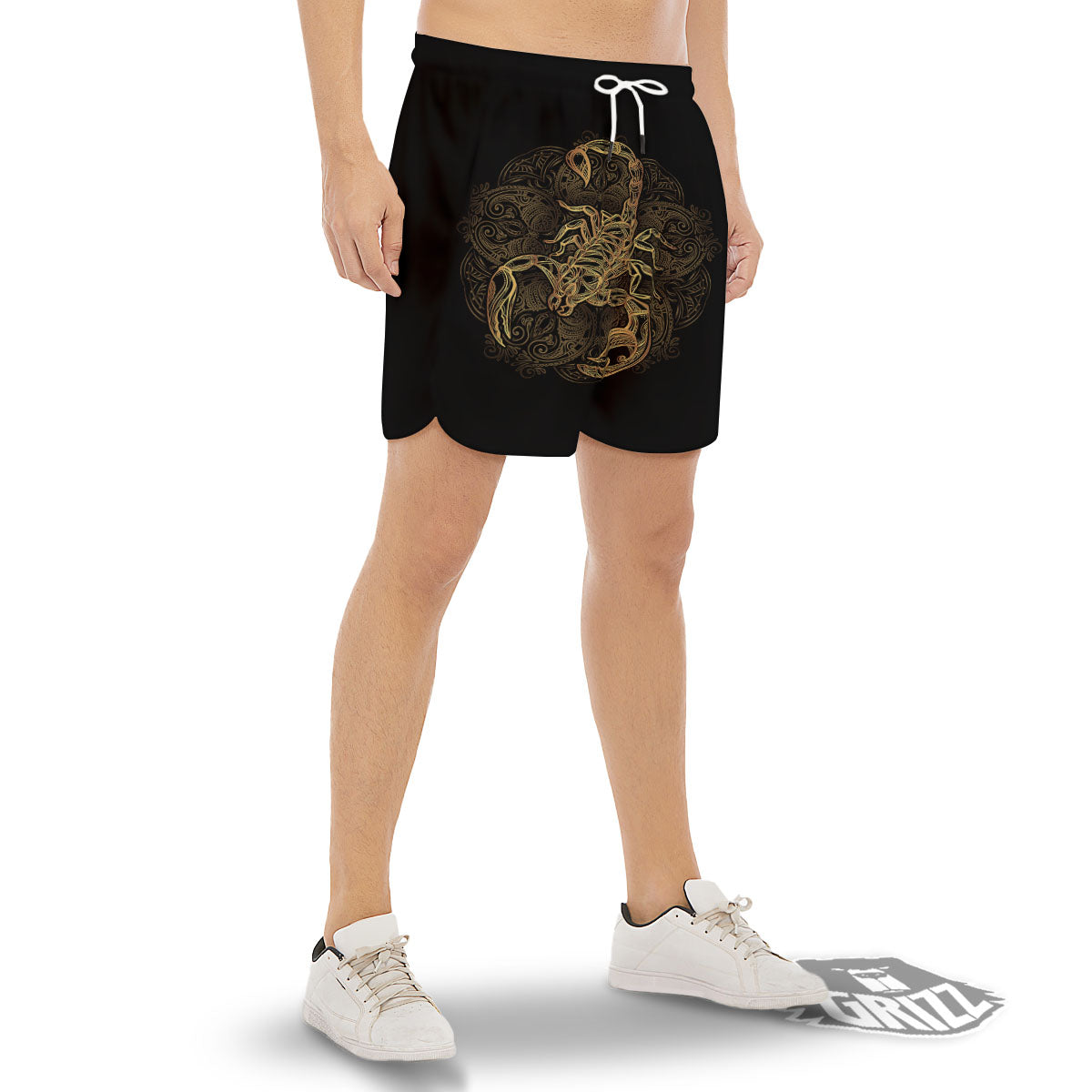 Scorpio Gold Print Men's Gym Shorts-grizzshop