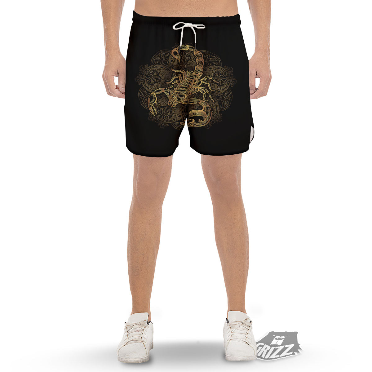 Scorpio Gold Print Men's Gym Shorts-grizzshop