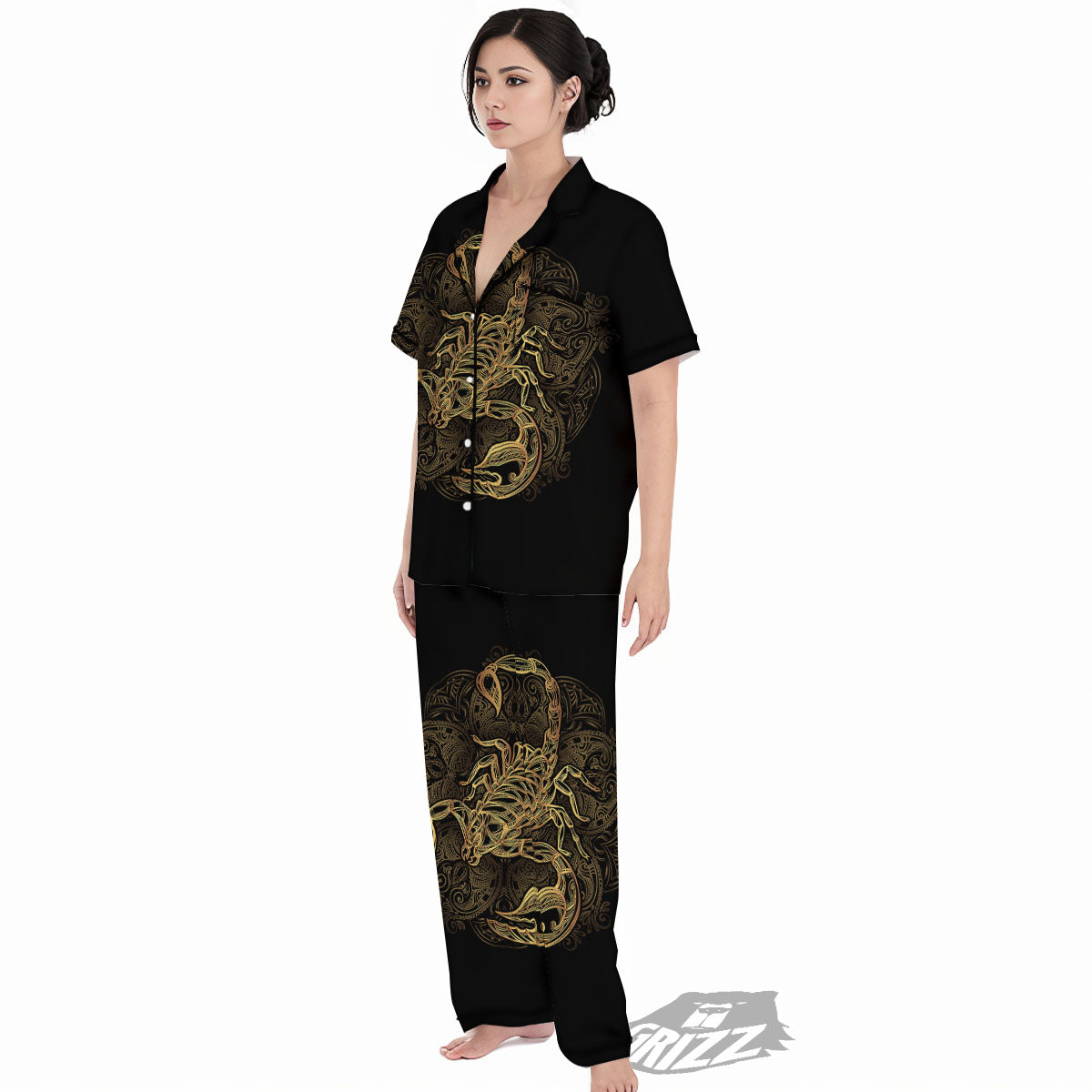 Scorpio Gold Print Women's Pajamas Set-grizzshop